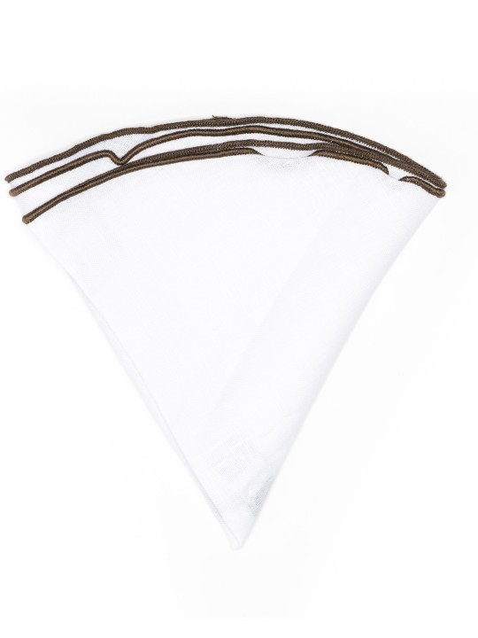 White Linen/Espresso Trim Linen Pocket Circle